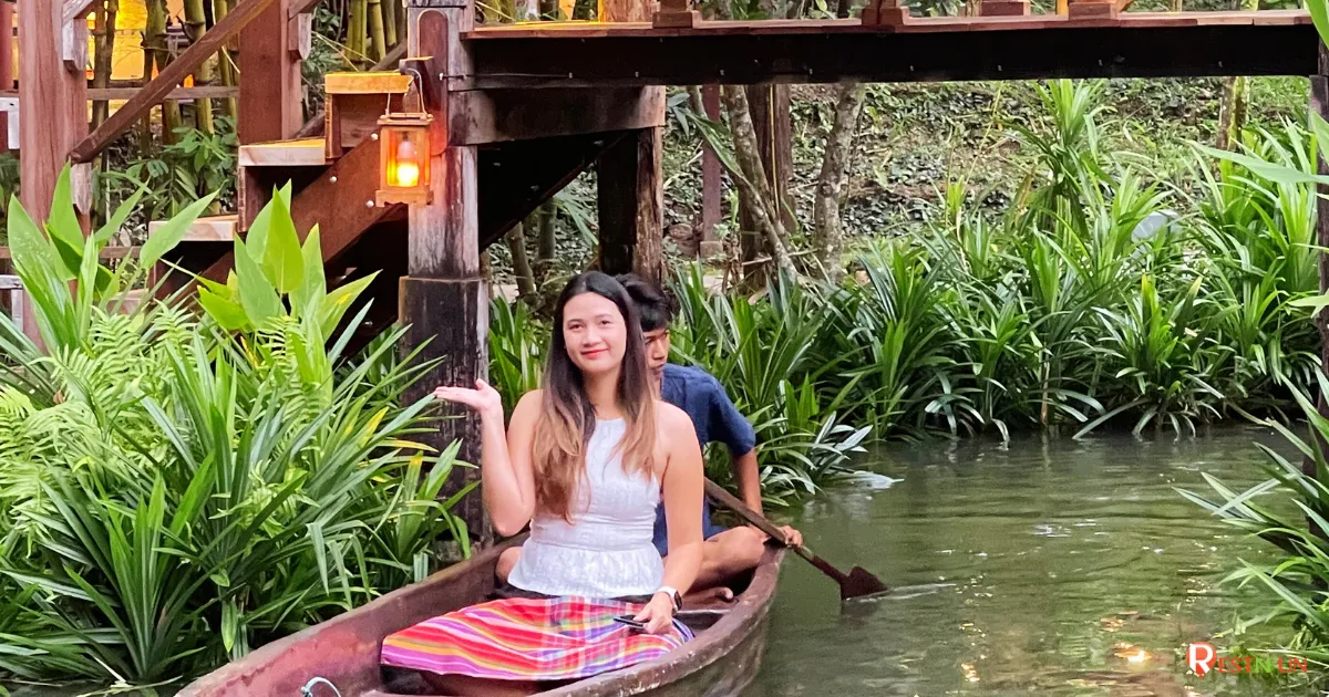 Take a boat ride to see the Thai village at Siam Niramit Phuket